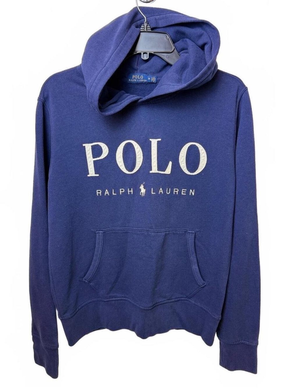 Polo Ralph Lauren Women's M Blue Big Logo Pullover Hoodie Sweatshirt
